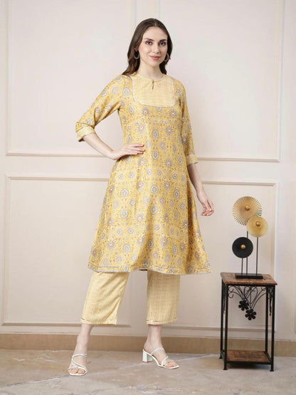 Light Yellow Kurti Sets For Women