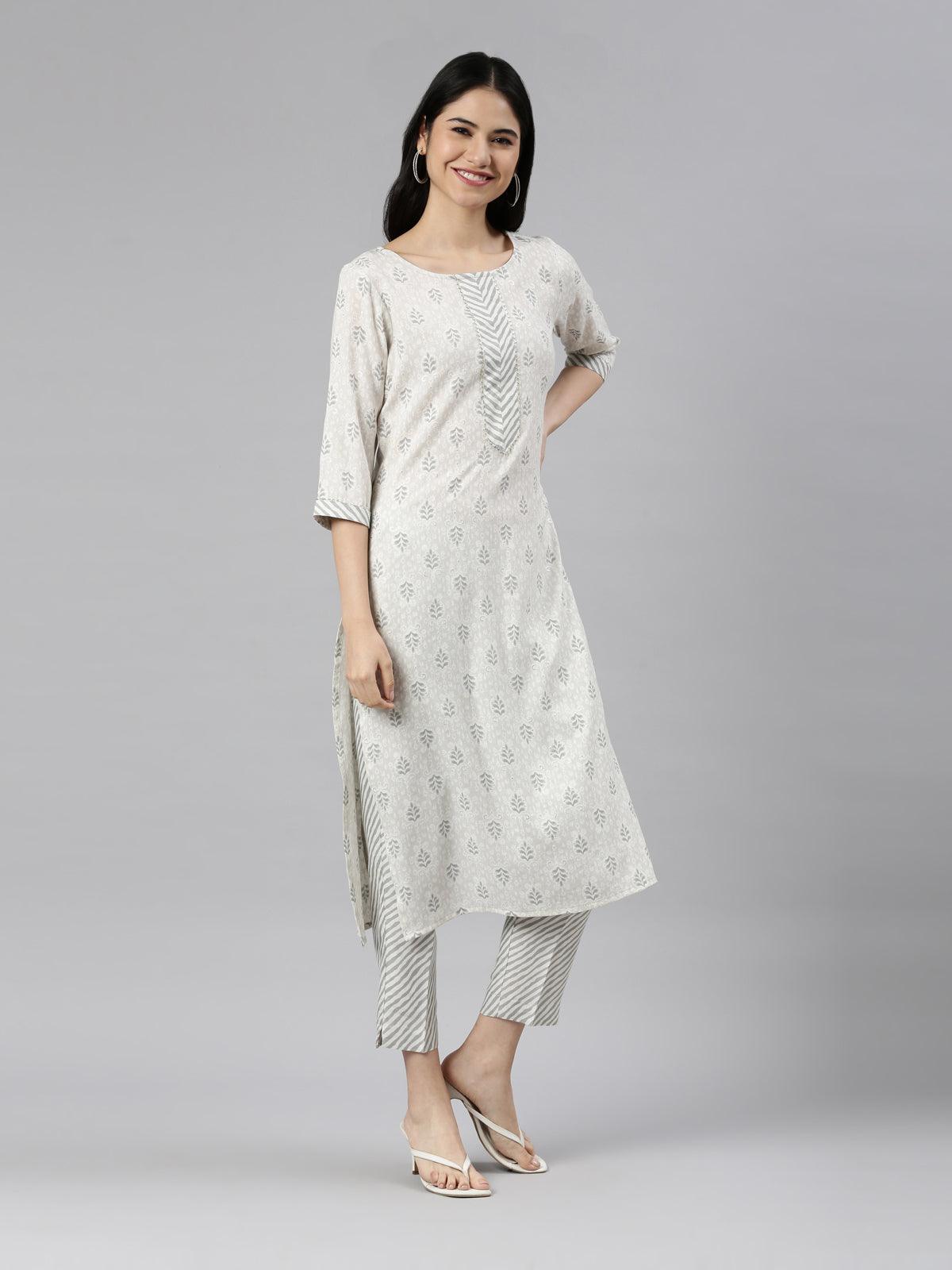 Grey Women's Viscose Rayon Kurta Pant Set from samhitas apparel