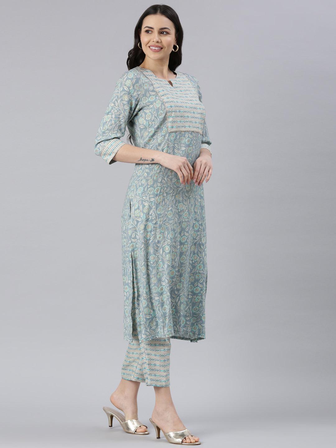 Women Grey Poly Silk Embroidered Kurta Trousers With Dupatta PKSKD1502 –  Ahika