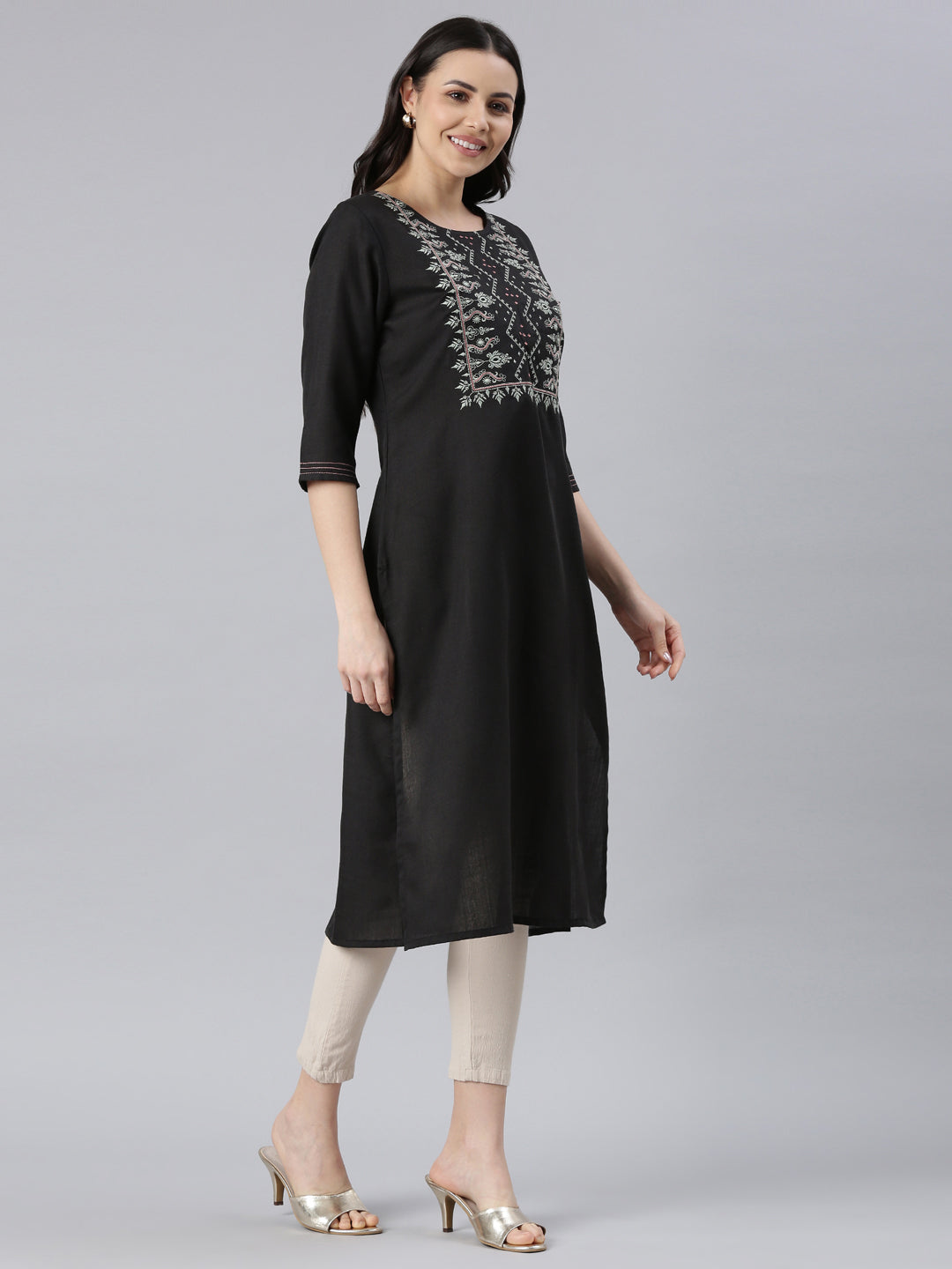 Black cotton straight outlet kurta