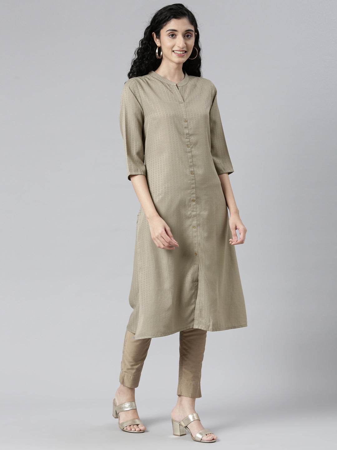 Brown Woven Design Viscose Rayon Straight Kurta for women from samhitas