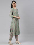 Women's Mint Cotton Silk Kurta Pant Set from samhitas apparel