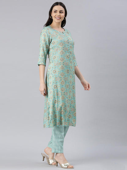 Women's blue Viscose Rayon Kurta Pant Set from samhitas apparel