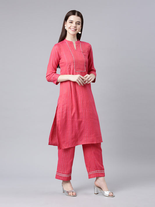 Women's Pink Lurex Rayon Kurta Set from samhitas apparel