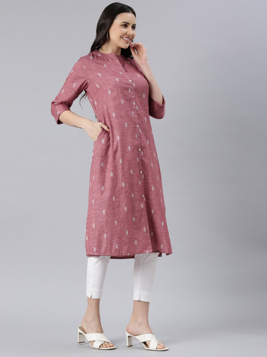 Eros Pink Pure Cotton Dobby Kurta for women from samhitas