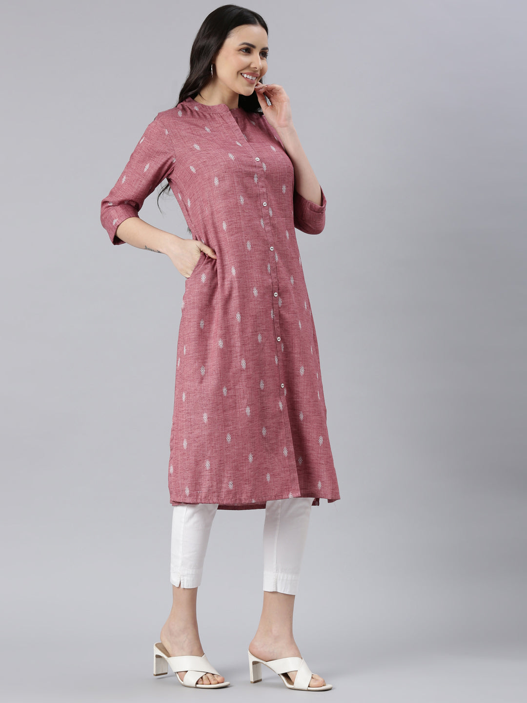 Eros Pink Pure Cotton Dobby Kurta for women from samhitas