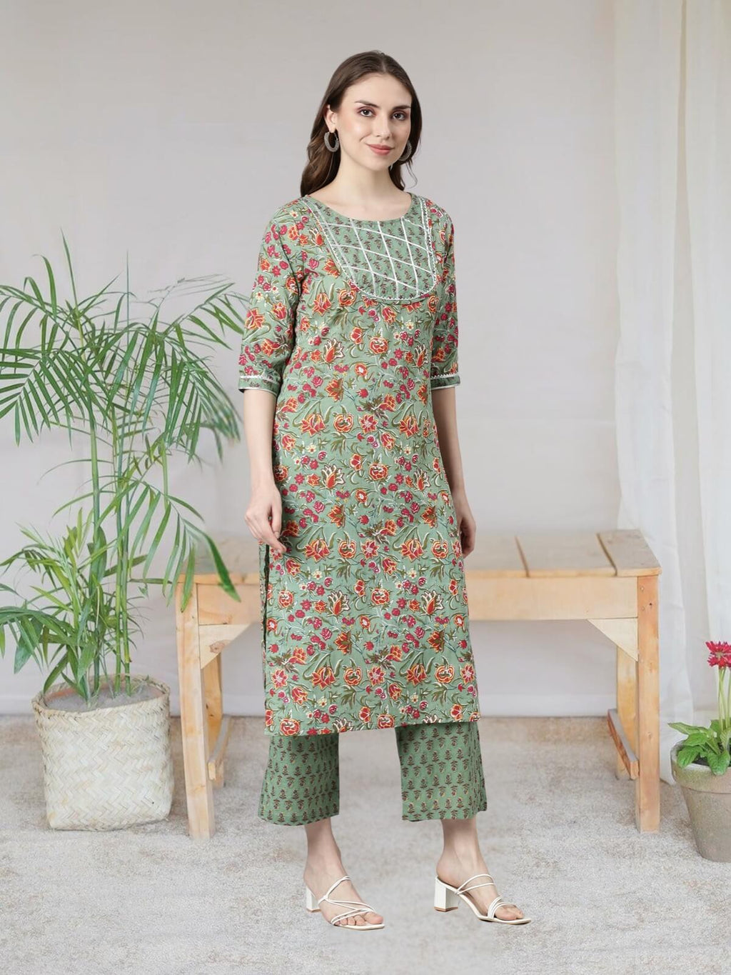Mint Green Kurti Set For Women