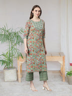 Mint Green Kurti Set For Women