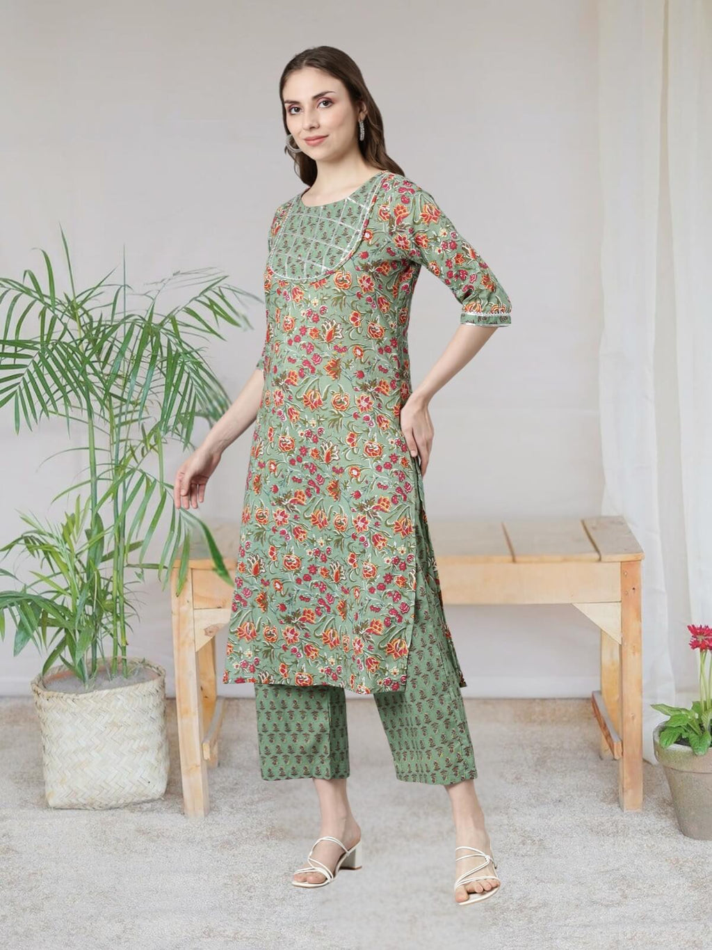 Mint Green Kurti Set For Women