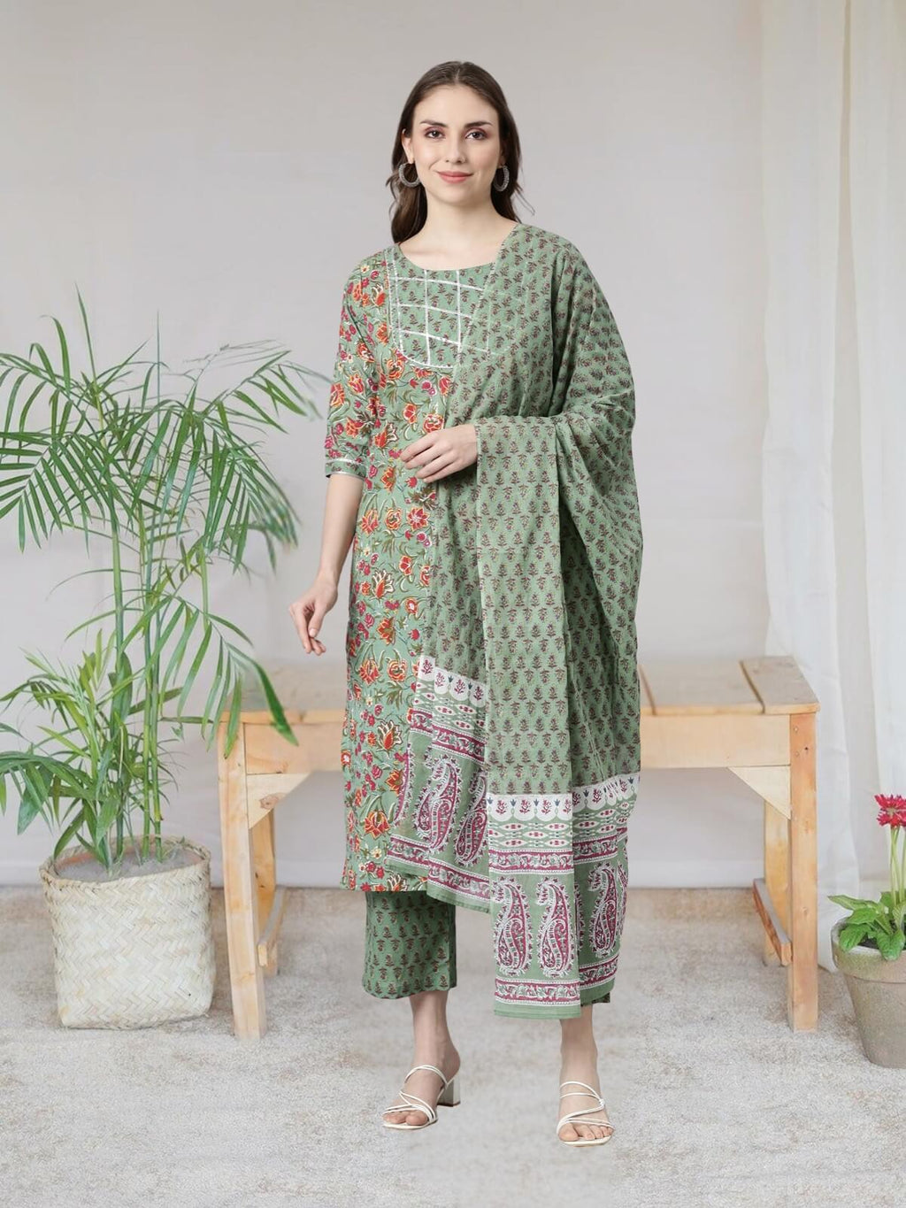 Mint Green Kurti Set For Women