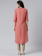 Elegant Red High-Low Kurta with Princess Line Cut