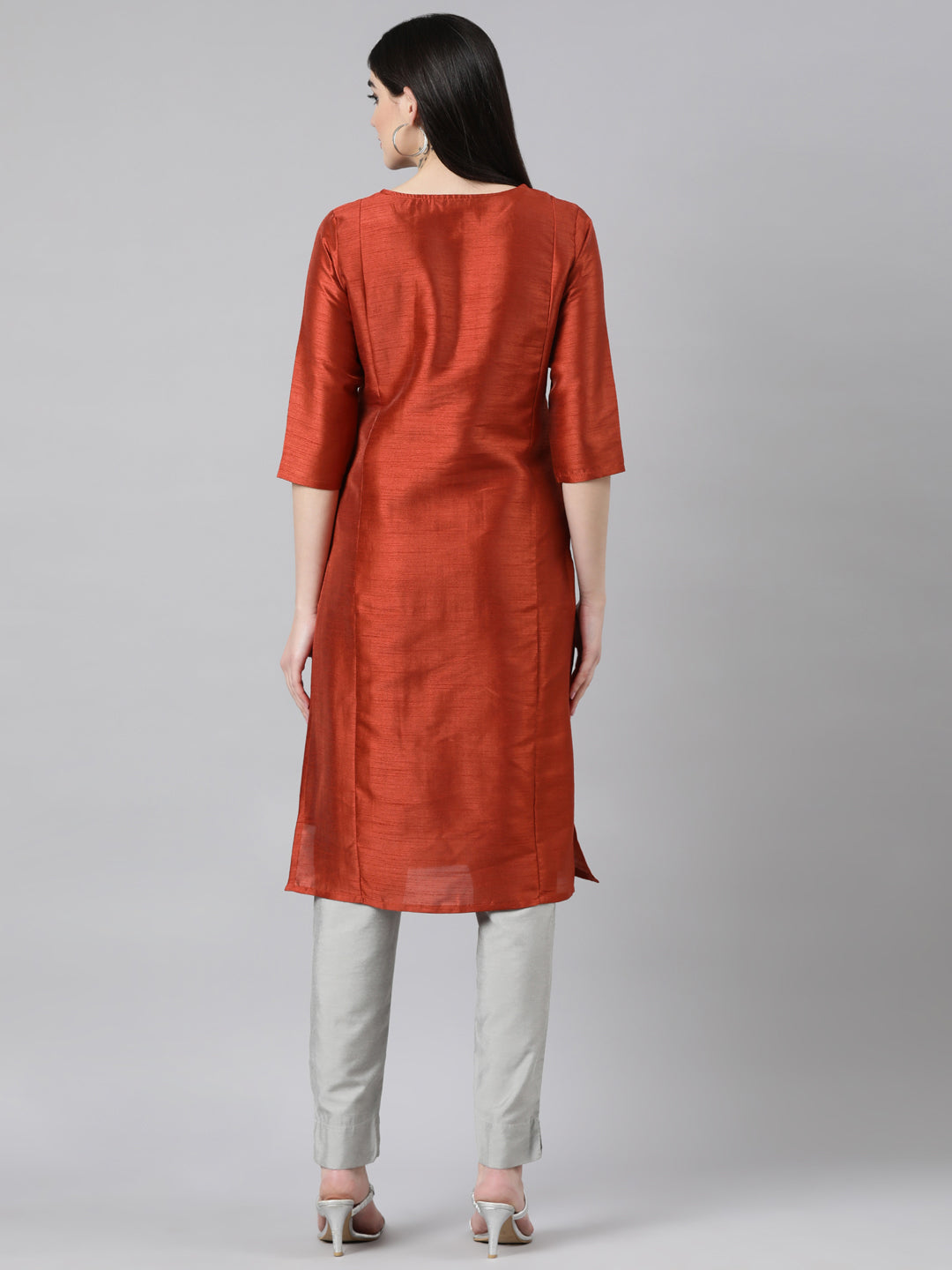 Maroon Embroidered Silk Kurta for Women from samhitas apparel