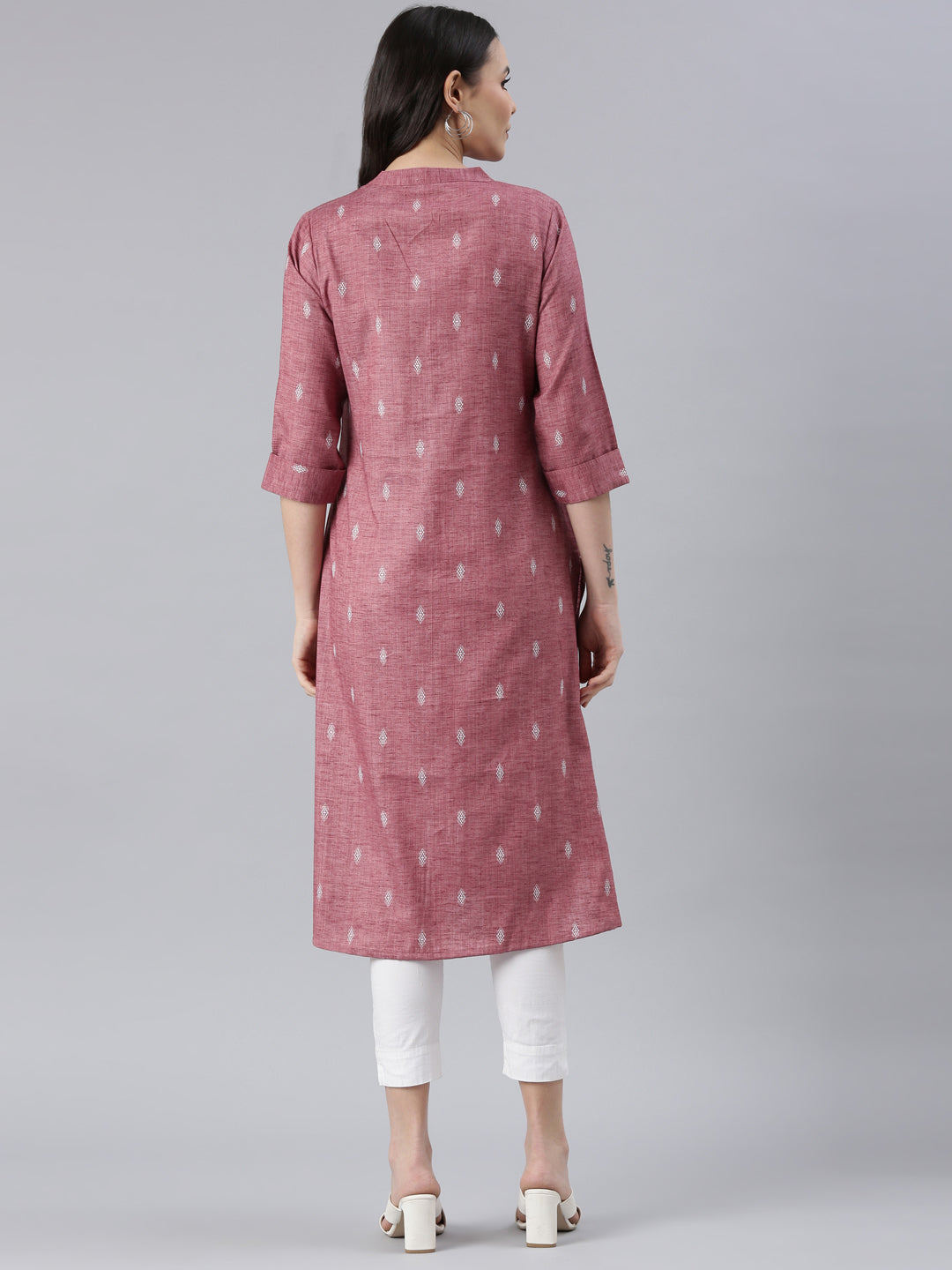 Eros Pink Pure Cotton Dobby Kurta for women from samhitas