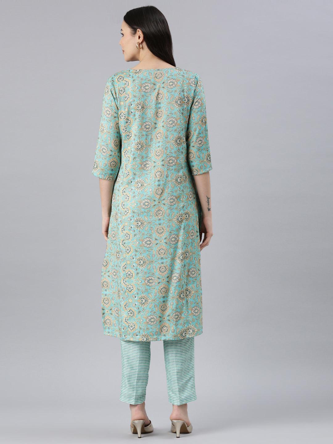 Women's blue Viscose Rayon Kurta Pant Set from samhitas apparel