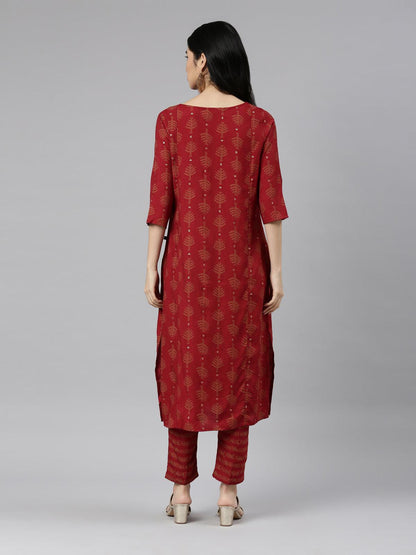 Elegant Maroon Printed Silk Kurta for Women from samhitas apparel