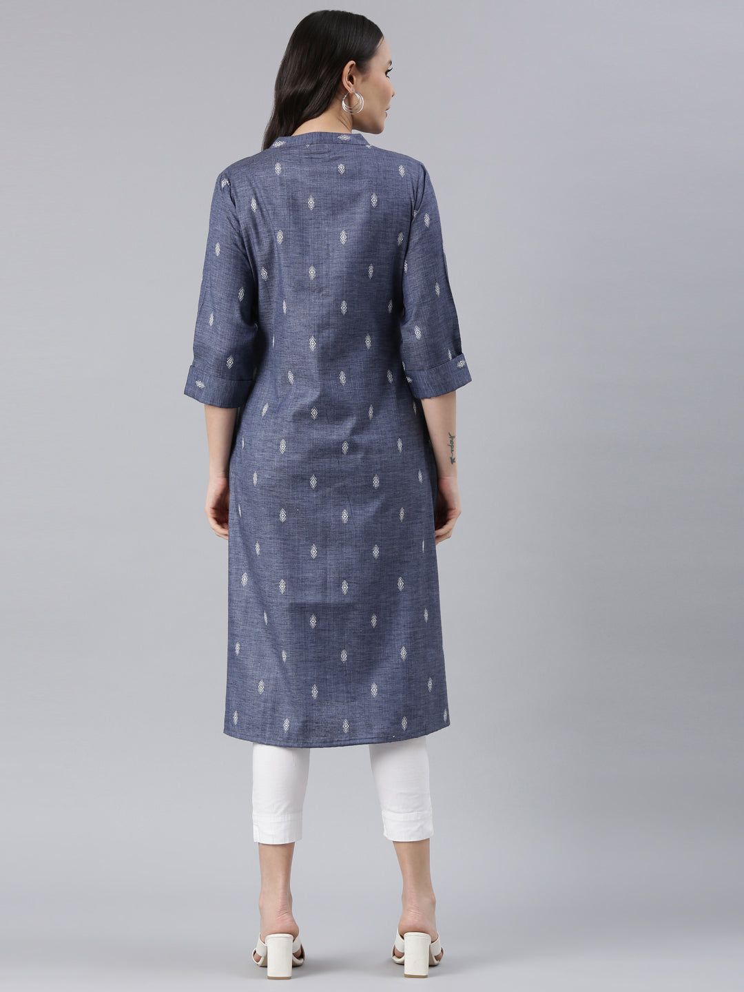 Women's Pure Cotton Dobby Kurta in Indigo from samhitas