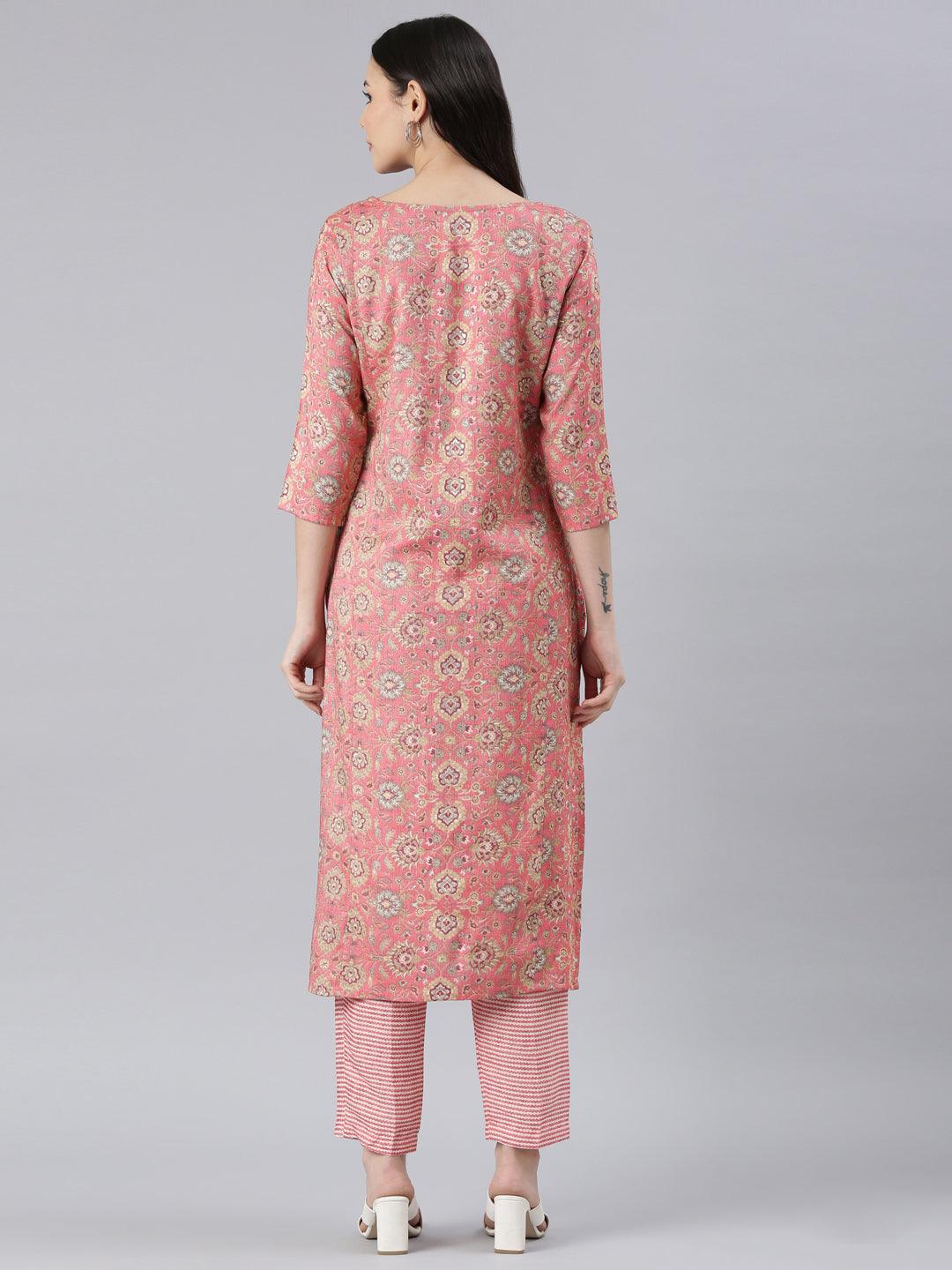 Women's Peach Viscose Rayon Kurti Set from samhitas apparel