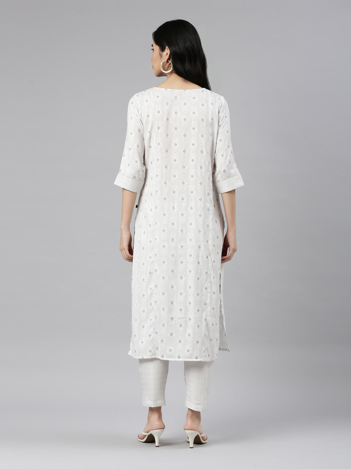 Elegant Grey Printed Straight Kurta for Women