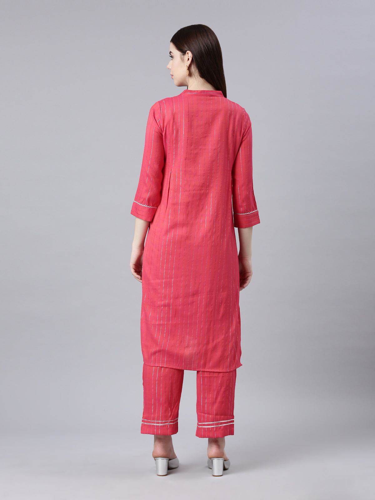 Women's Pink Lurex Rayon Kurta Set from samhitas apparel