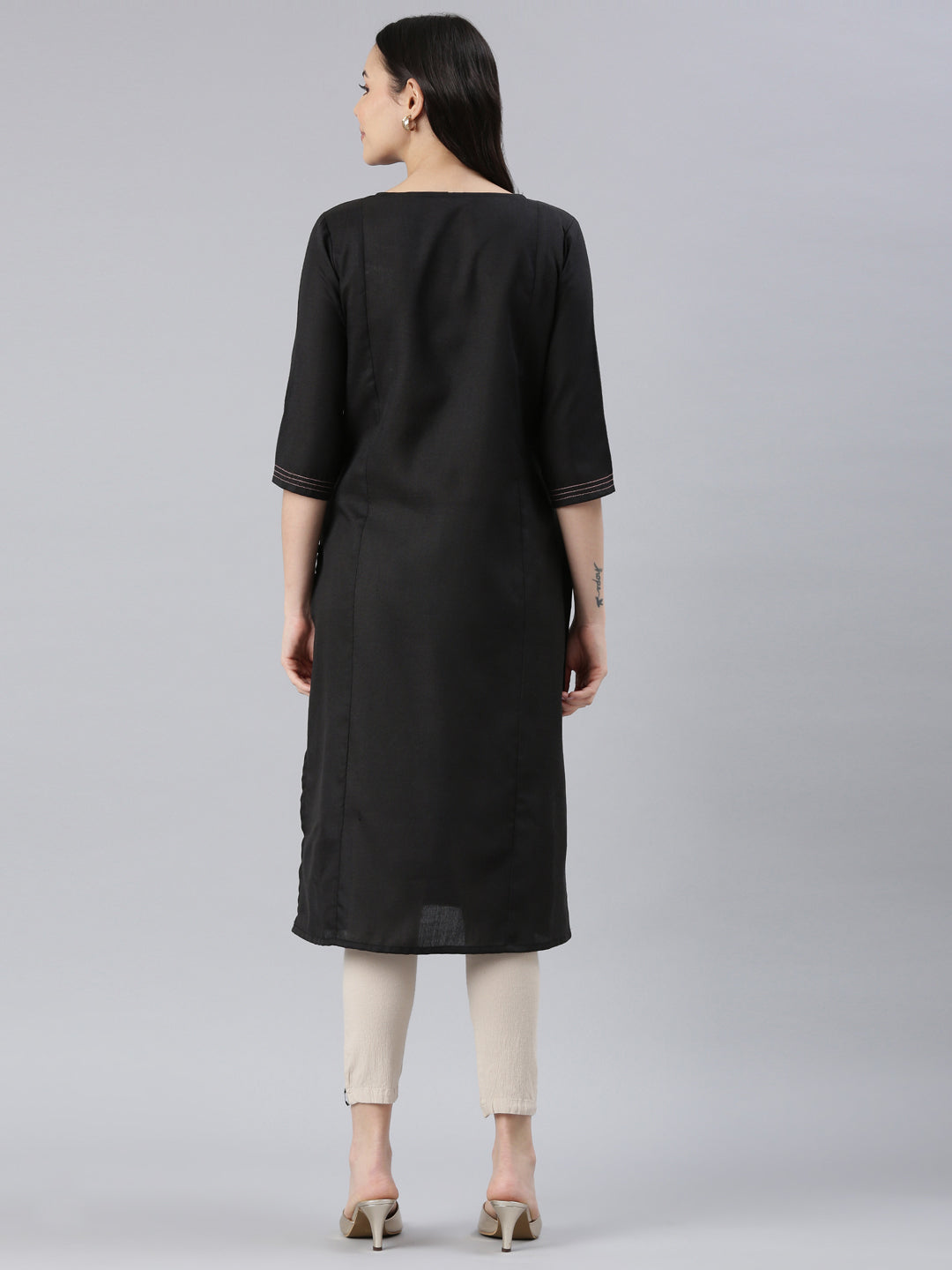 Black Polyester Ethnic Motifs Straight Suit Set PKSKD1035 – Ahika
