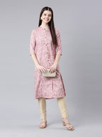 Mandarian Collar Geometric Viscose Rayon Kurta from samhitas apparel