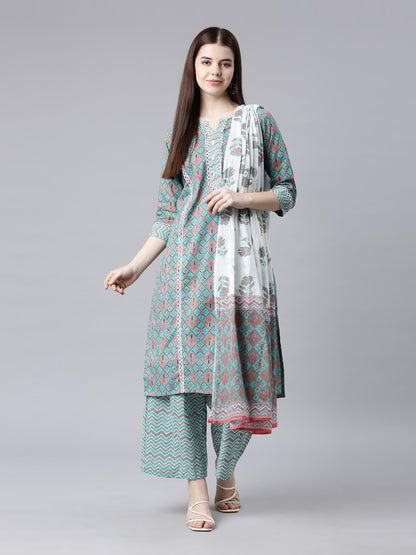 Breathable Printed Pure Cotton Kurta Palazzo Sets from samhitas apparel