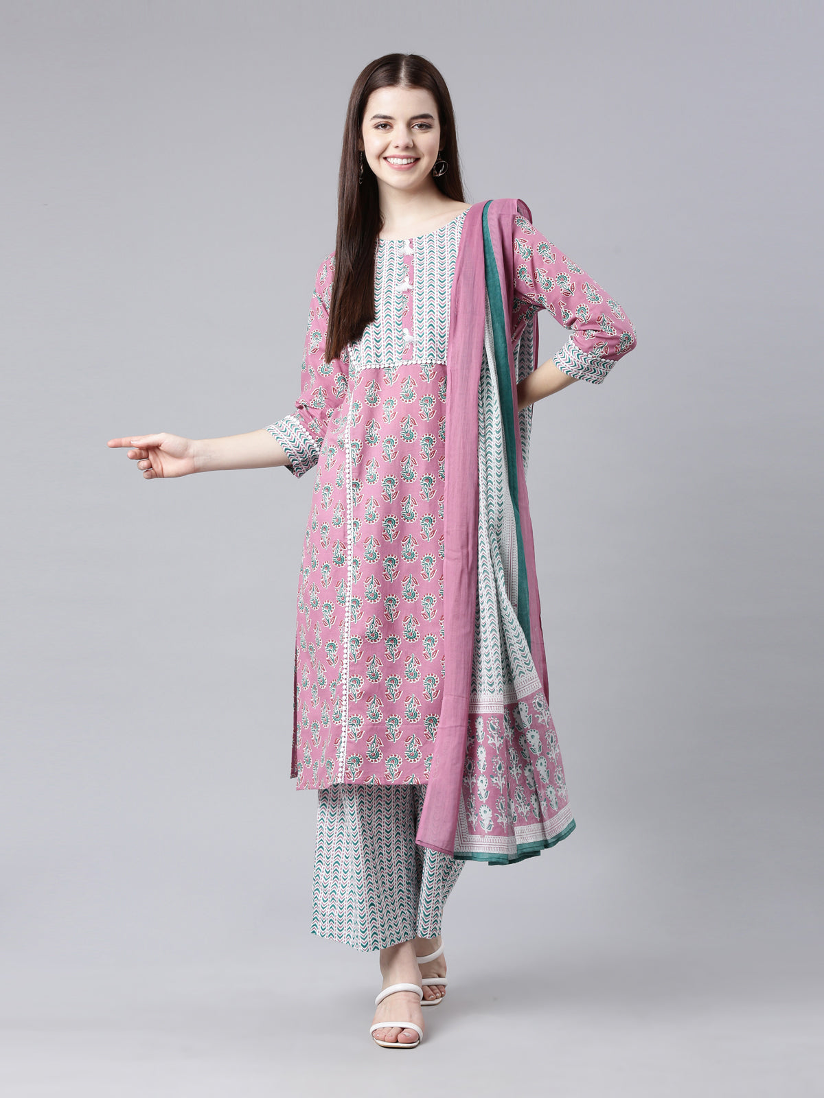 Trendy Lavender Cotton Kurta Palazzo Sets for women from samhitas