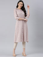 Geometric Mauve Viscose Rayon Kurtas for Women from samhitas