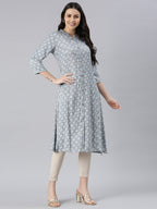 Geometric Viscose Rayon Kurta for Women styled in a casual setting