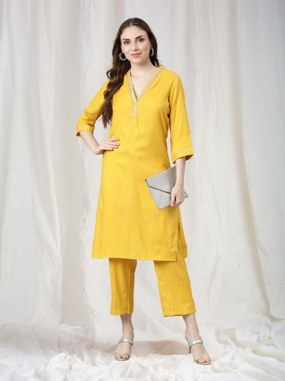 Samhitas Chrome Yellow Kurti With Pants