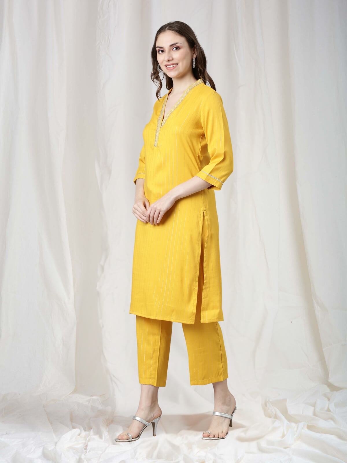 Samhitas Chrome Yellow Kurti With Pants