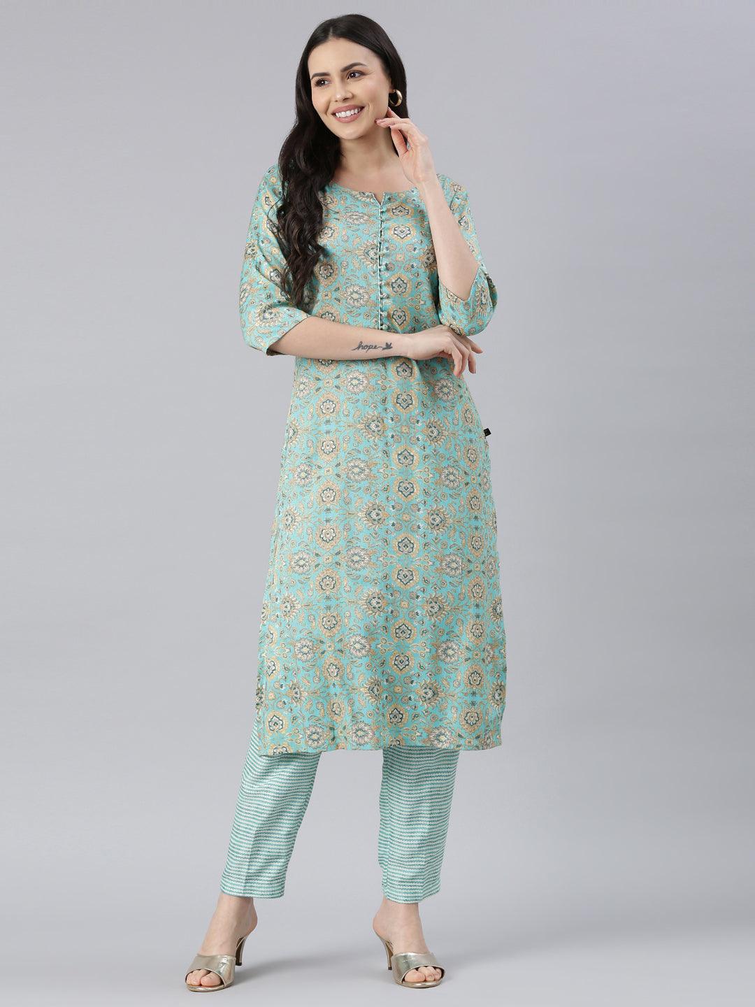 Women's blue Viscose Rayon Kurta Pant Set from samhitas apparel