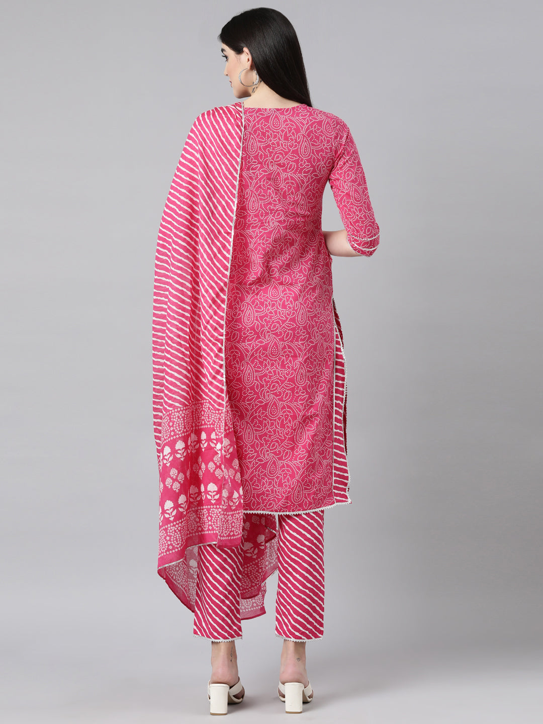 Pink Cotton Kurta Set with Pant and Dupatta from samhitas apparel