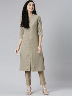 Brown Woven Design Viscose Rayon Straight Kurta for women from samhitas