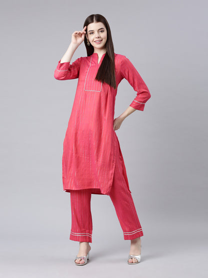 Women's Pink Lurex Rayon Kurta Set from samhitas apparel