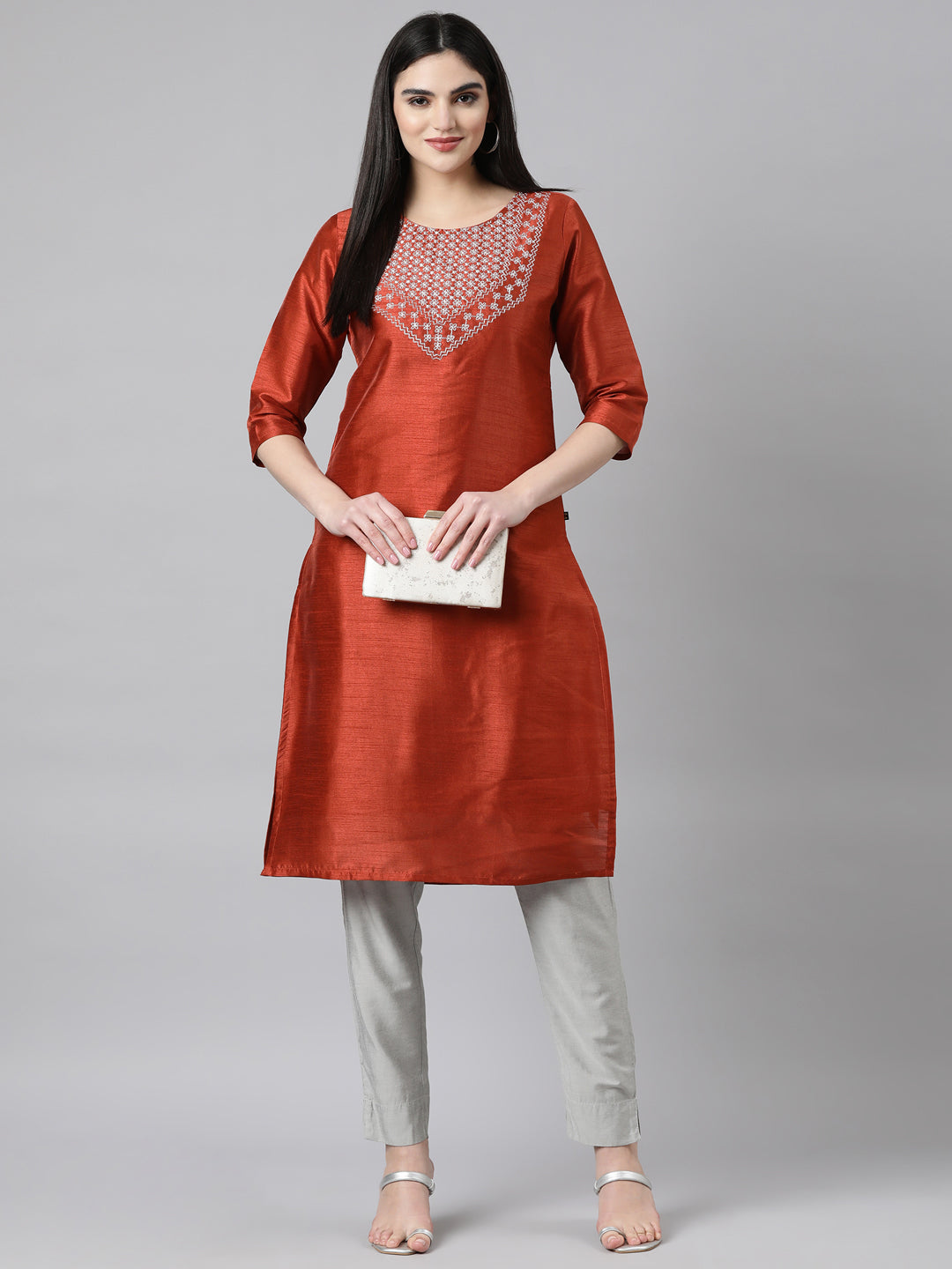 SILK EMBROIDERY KURTA - Samhitas