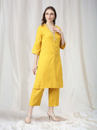 Samhitas Chrome Yellow Kurti With Pants