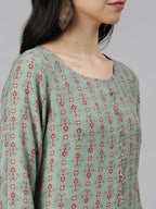 Printed Cotton Silk Kurta for women (Mint) from samhitas apparel
