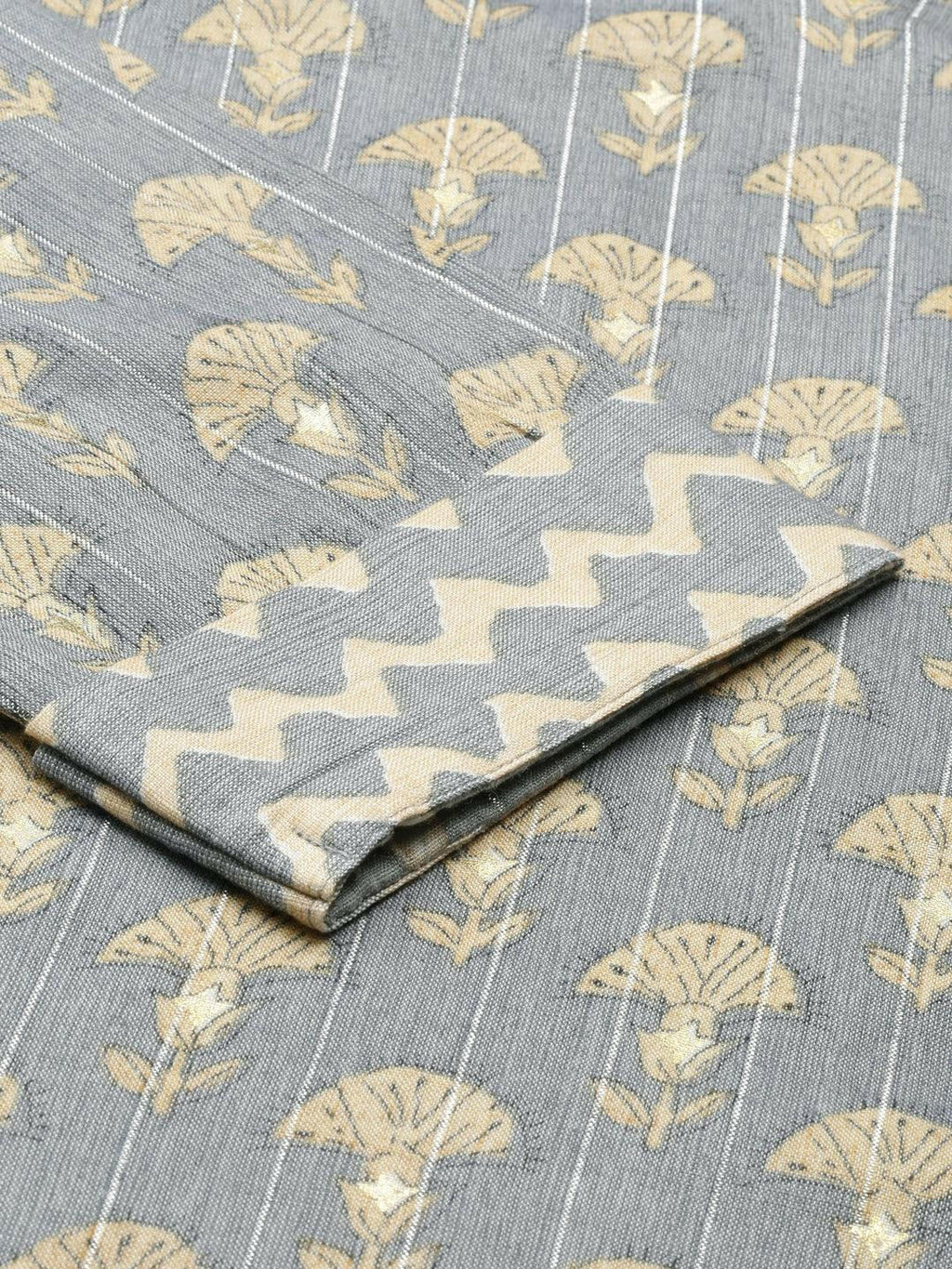 Elegant Grey Floral Print Straight Kurta Set from samhitas apparel