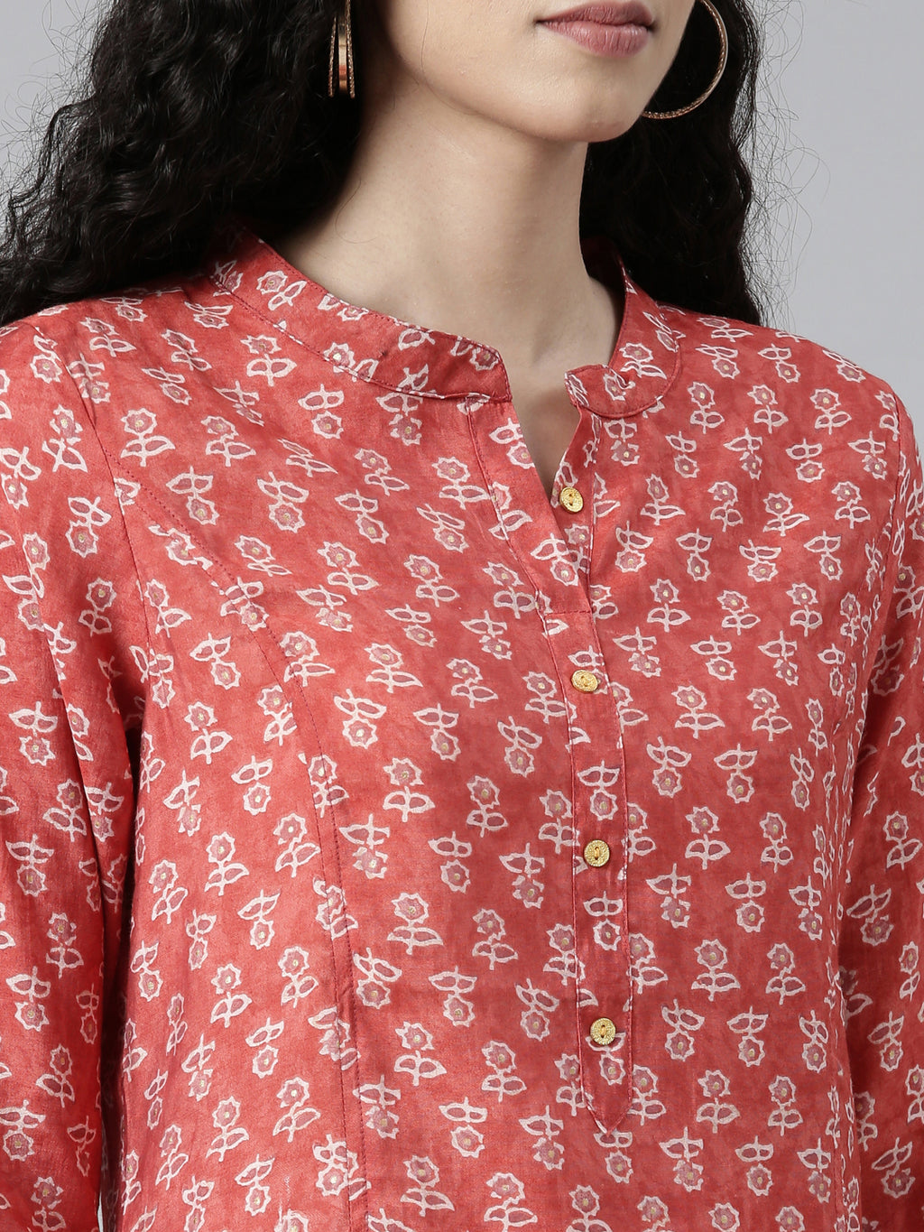 Elegant Red High-Low Kurta with Princess Line Cut
