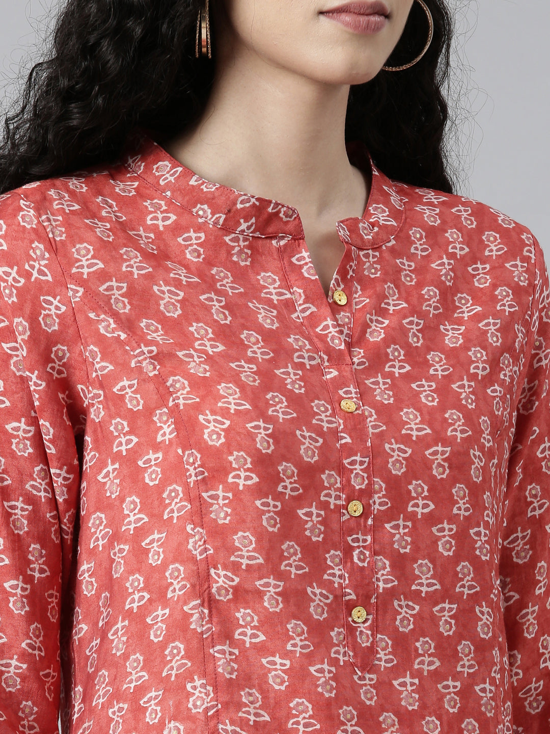 Elegant Red High-Low Kurta with Princess Line Cut