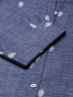 Women's Pure Cotton Dobby Kurta in Indigo from samhitas