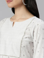 Elegant Grey Printed Straight Kurta for Women
