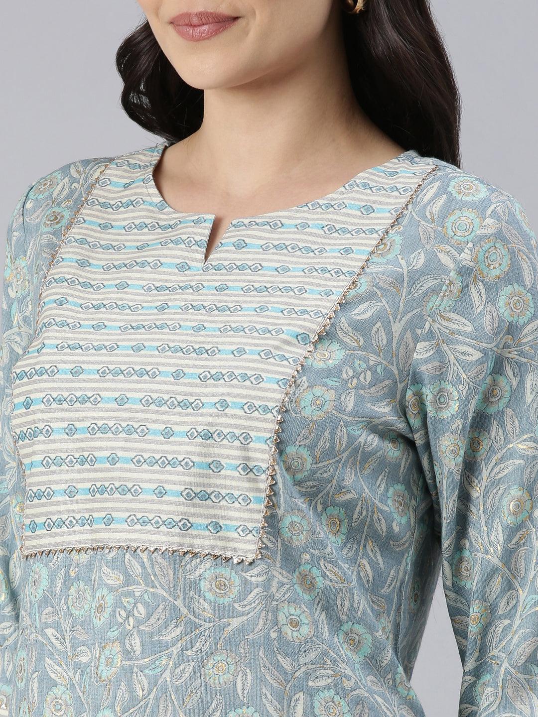 Buy INDO ERA Printed Cotton Round Neck Women's Kurta Trouser Set | Shoppers  Stop