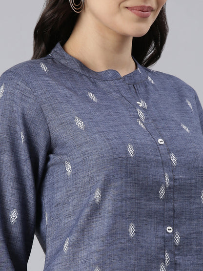 Women's Pure Cotton Dobby Kurta in Indigo from samhitas