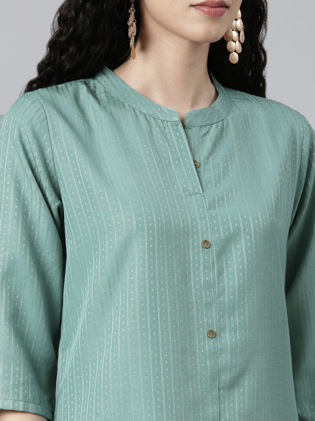 Ice Blue Woven Design Straight Kurtas for Women from samhitas