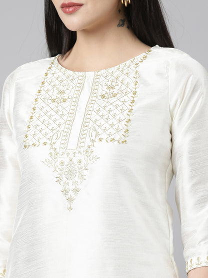 cotton silk kurta with embroidery for women from samhitas apparel