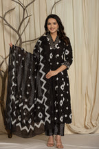 Beautiful Black Color Prosin Print Suit Set