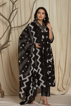 Beautiful Black Color Prosin Print Suit Set