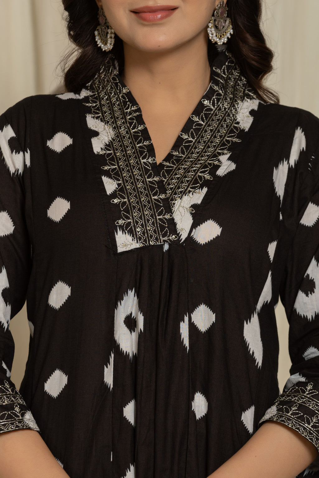 Beautiful Black Color Prosin Print Suit Set